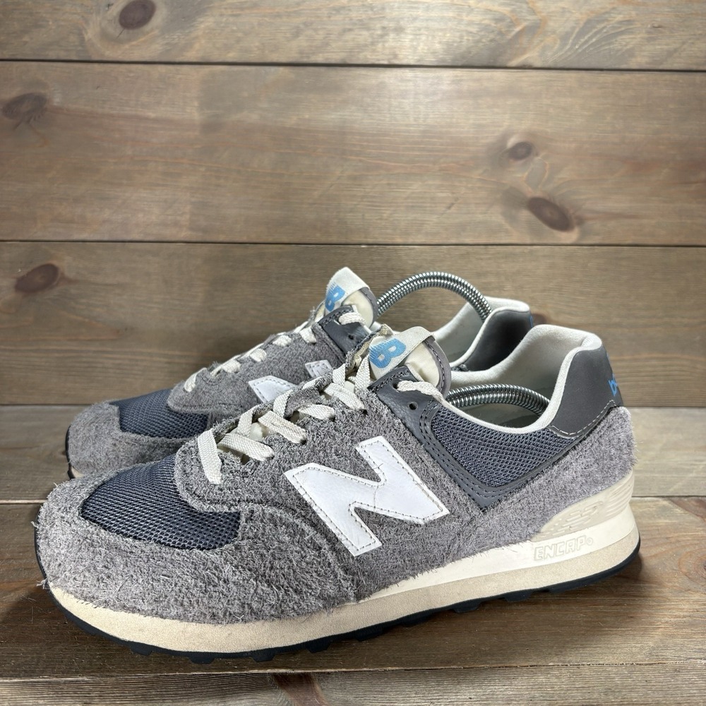 new balance 574 mens size 9 shoes gray suede athletic running sneakers
